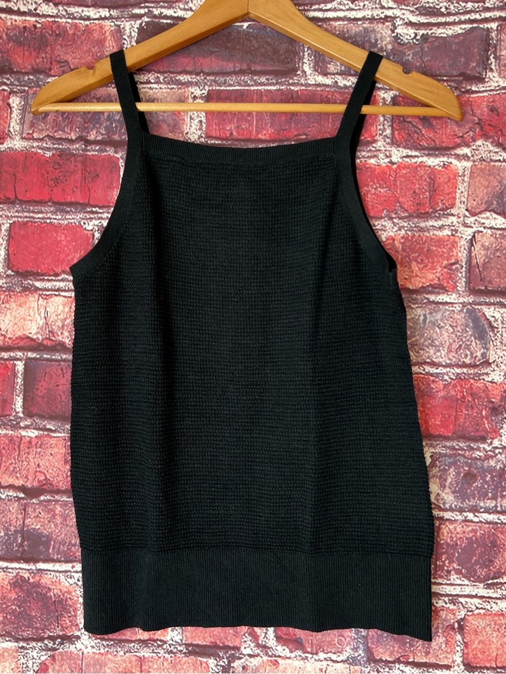 Banana Republic Black Hemp Organic Cotton Knit Square Neck Cami Tank Top